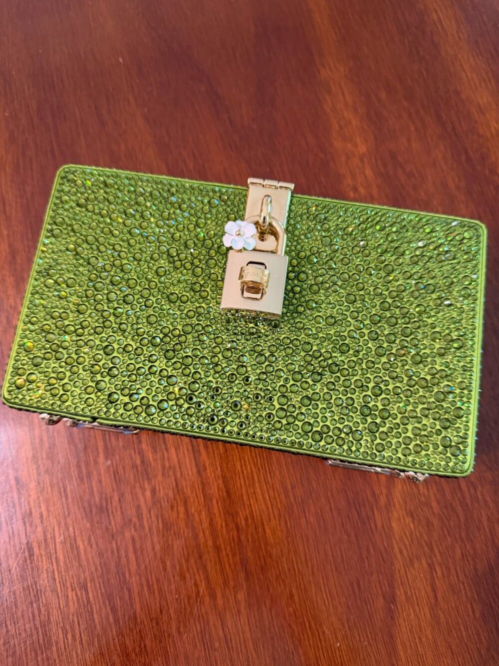 Dolce & Gabbana Green Crystal Box Clutch